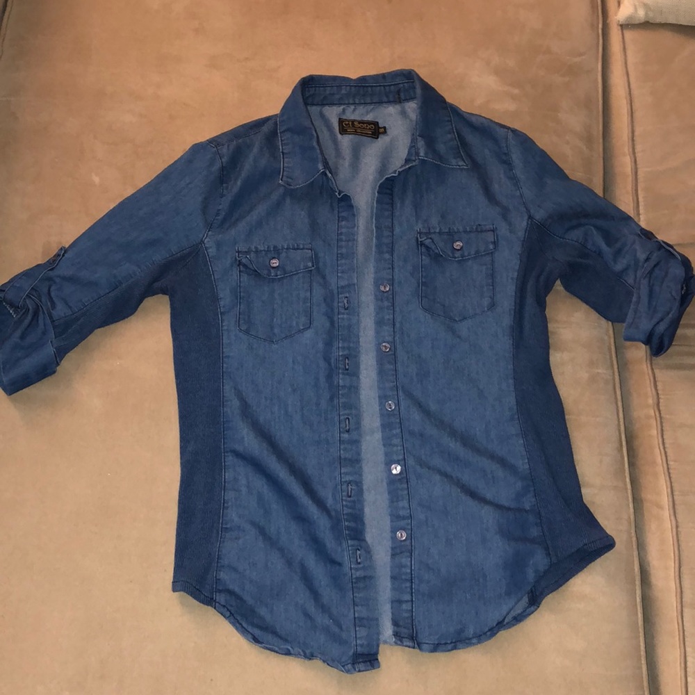 1/2 sleeve denim button up